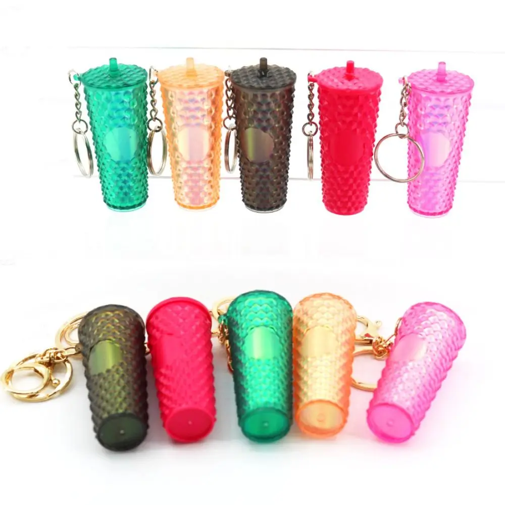 American Style Mini Coffee Cup Pendant Dazzling Colors Simulation Durian Cup Keychain Gradient Mini Cup Pvc Keyring