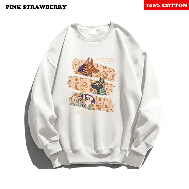 American Retro Print Sweatshirt Women Autumn Winter 2025New high quality O-Neck Loose Casual Warm Hoodie Y2K Top Female clothing