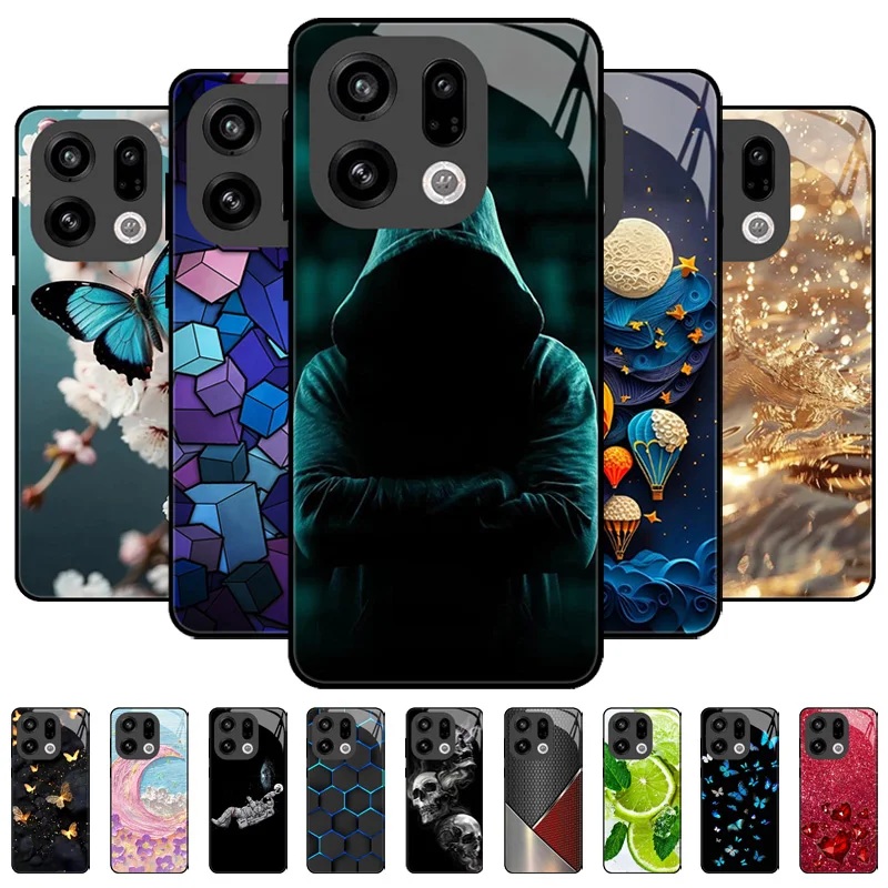 Tempered Glass Phone Case For OPPO Find X9 X9Pro 5G Fashion 