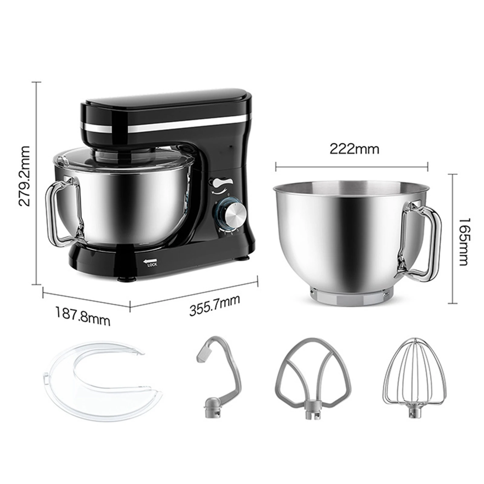 خلاط كهربائي للمطبخ بقدرة 380 وات مع وعاء خلط 4Qt و3 ملحقات 8 سرعات منزلية برأس مائل وخلاط خبز الكيك