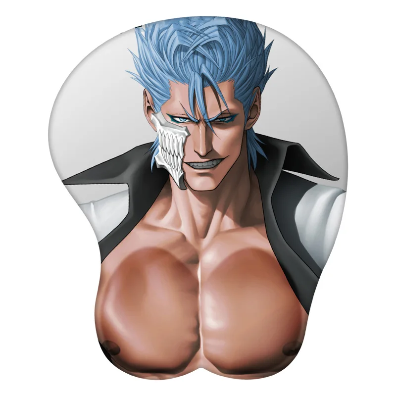 3D Mouse Pad Grimmjow Jeagerjaques Chest Muscles Anime Wrist Rest Desk MousePad Mat Gamer Accessory