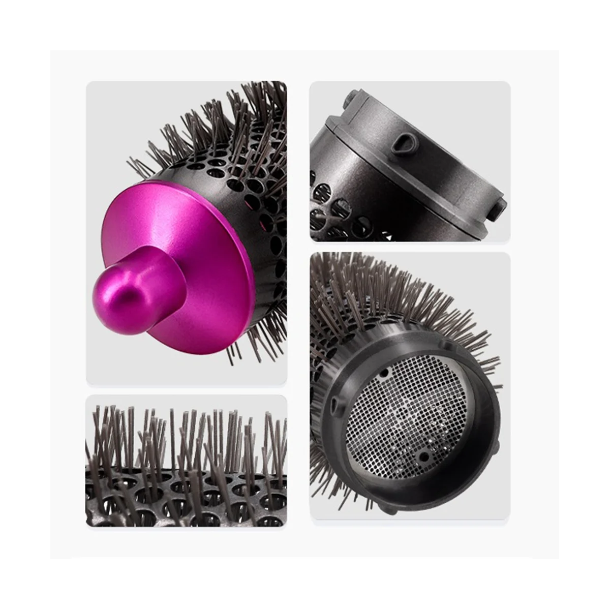 Cilindro Pente e Adaptador para Dyson Airwrap Styler, Supersonic Cabelo Secador Acessórios, Rosa Vermelha e Cinza, Hair Styling Tool