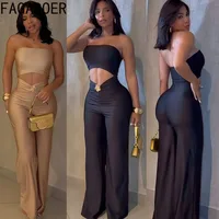 FAGADOER-mono ajustado calado para mujer, peleles sexys de Color sólido sin mangas y espalda descubierta, ropa de calle femenina, monos, novedad de 2025