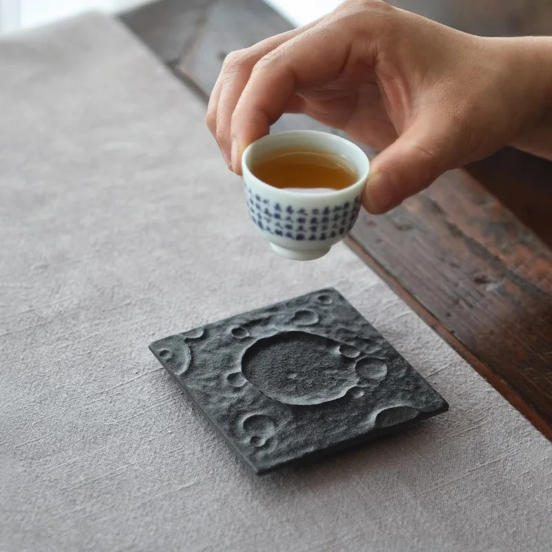 Black Granite Coaster Kung Fu TeaSet Multipurpose Accessories Creative Design Office Home Decor Absorb Water Pot Pad Tea Cup Mat