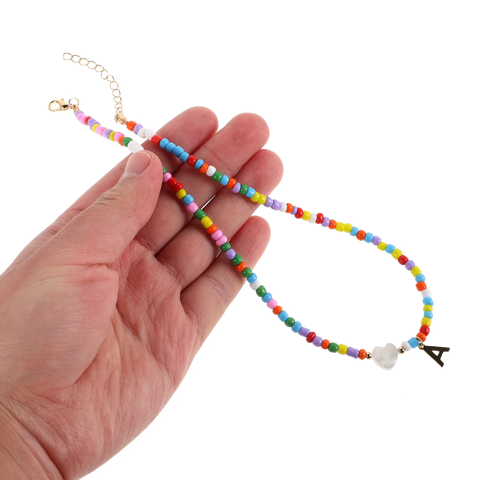 

Alphabet Rice Bead Necklace Clavicle Beaded Necklaces Bohemian Jewelry Plastic Choker Initial