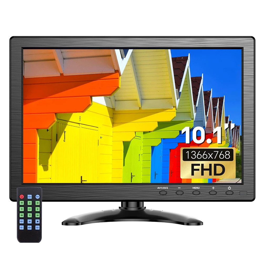 

Eyoyo EM101AD 10-inch Security Monitor 1366x768 HD Resolution LCD Screen Desktop Monitor Supports Wall Mounted, HDMI VGA AV BNC USB Input, Built-in Speakers, Second Display for Computer PC CCTV Camera NVR