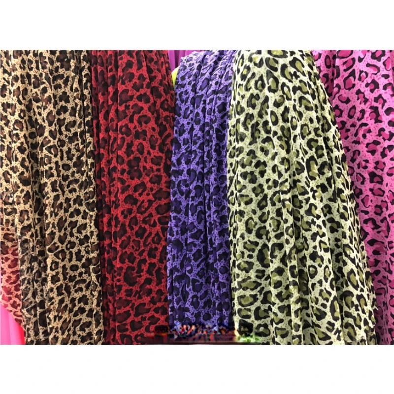 Multicolor Perspective Sexy Encryption Spandex Mesh Leopard Print Fabric Outerwear Dress DIY Clothing Fabric