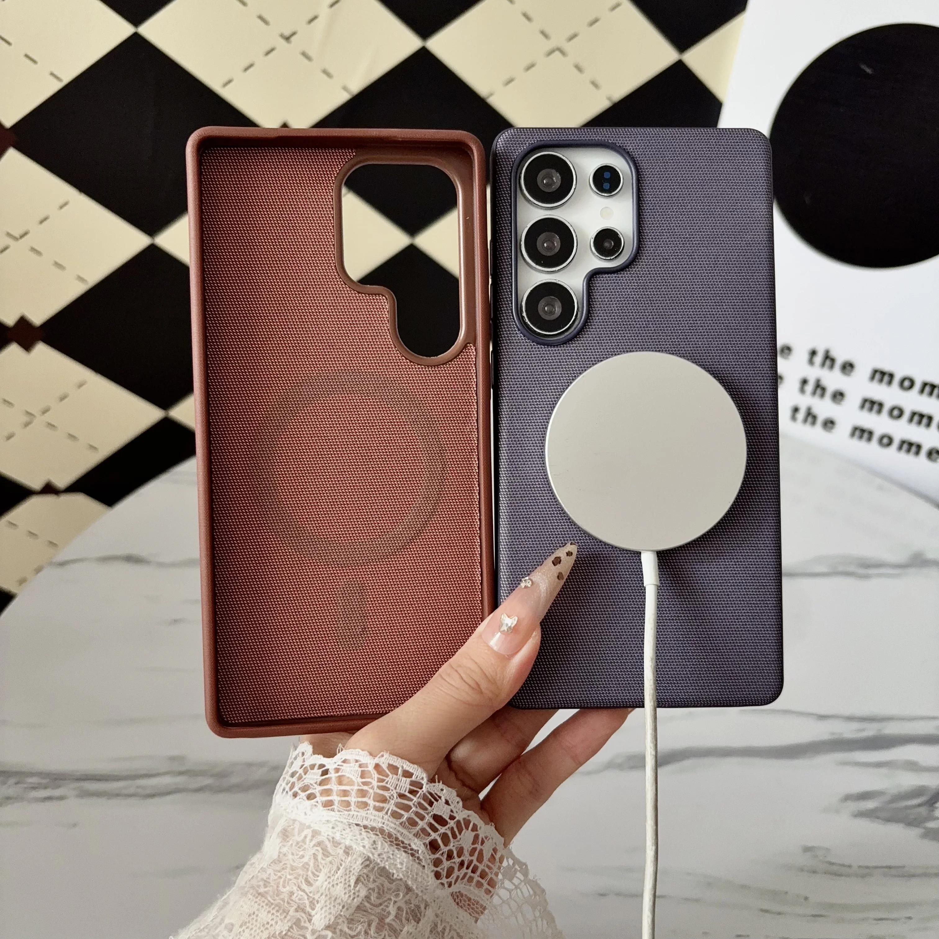 Technology Woven Magnetic Case For Samsung Galaxy S26 S25 S24 S23 S22 Ultra Plus Phone For Magsafe Wireless Charge Cover Funda view 5