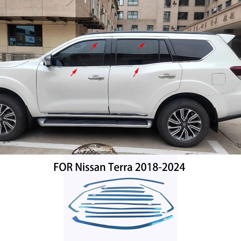 

Автомобильные аксессуары, подходят для Nissan Terra 2018-2024, хромированная внешняя полоса для литья окон из нержавеющей стали, накладка на порог, боковая крышка