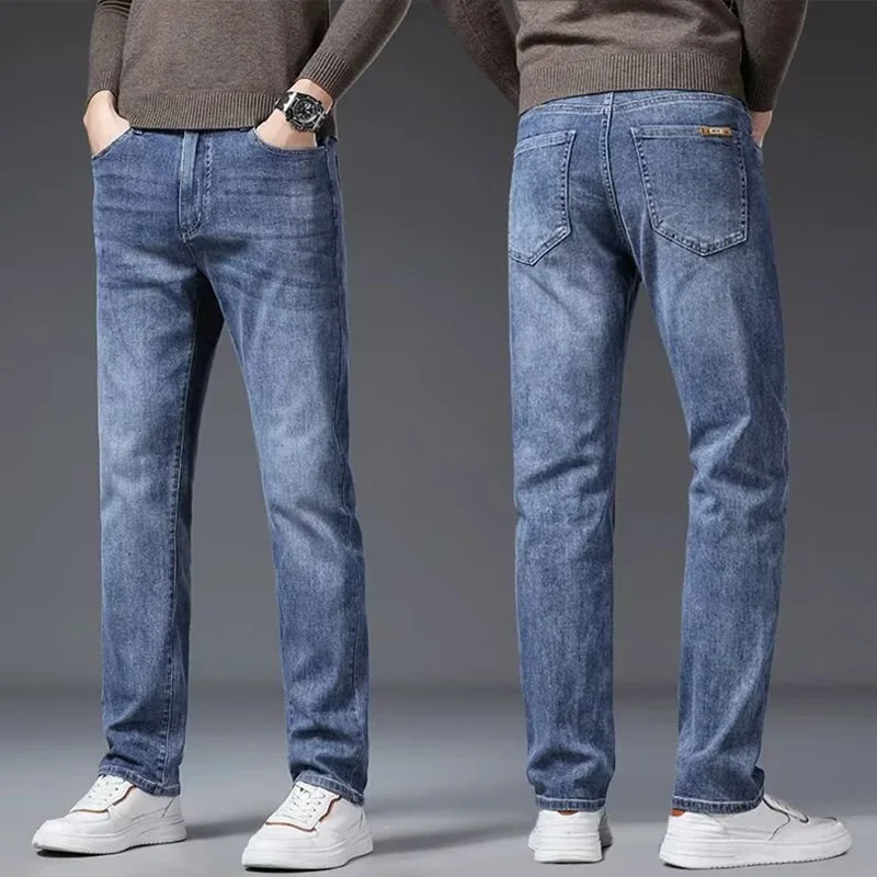 

Модные мужские повседневные джинсы, простые и удобные, прямого кроя, универсальные, классические, деловые, из денима.