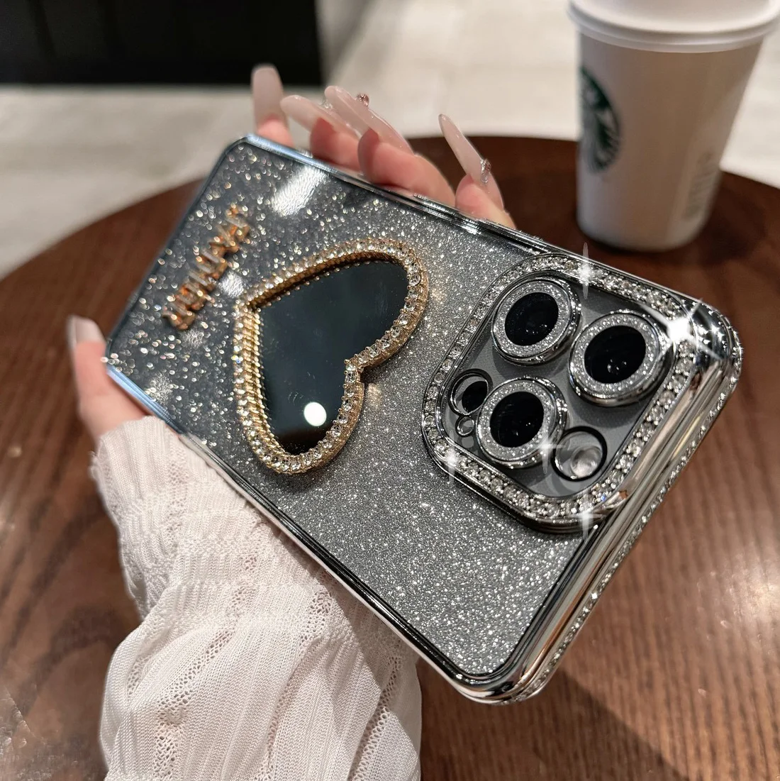 삼성 A16 갤럭시 S24 S25 울트라 S24PLUS 전기 도금 반짝 이는 다이아몬드 화장품 거울 커버에 대한 고급 전체 렌즈 보호 케이스