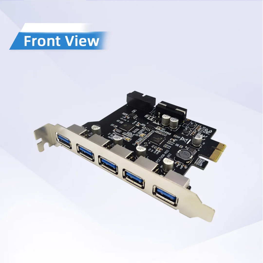7-Port USB3.0 PCIe Expansion Card USB3.2 Gen1 5Gbps 19PIN Dual Chip D720201 PCI-E X1 SuperSpeed USB Adapter