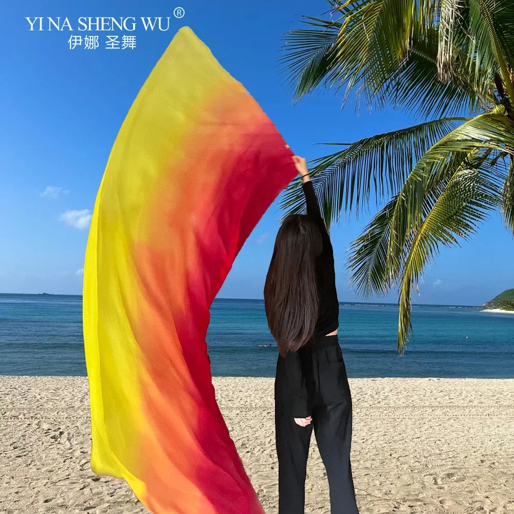 Buikdans Sjaal Zijden Sluiers Buikdans Halve Cirkel Vlaggen Vrouwen Sjaal Vlag Gradiënt Zijden Sluier Dansvoorstelling Aanbidding Vlag