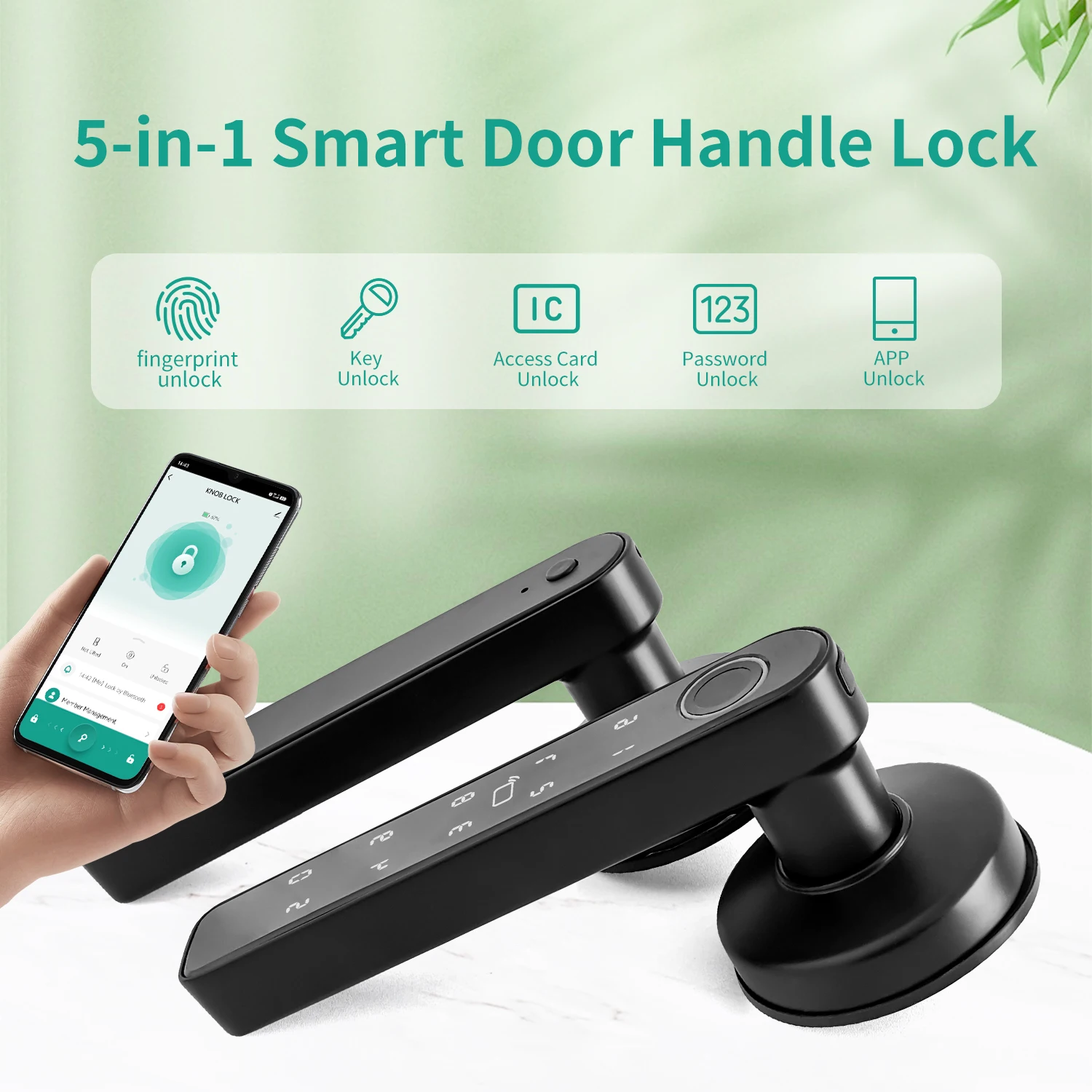 

Tuya Smart Door Lock Handle Unlock With Fingerprint IC Card Tuya APP Digital Door Locks Key Home Security Protection