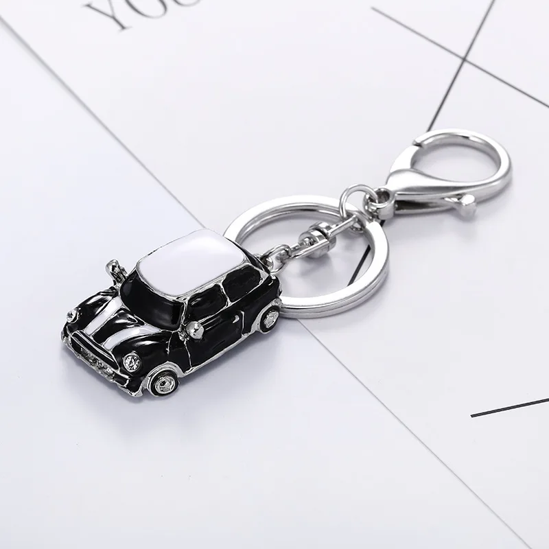 Cute Rhinestone Crystal Red Mini Car Keychain 3d Model Car Key Chain Key Ring Holder Pendant Keyring