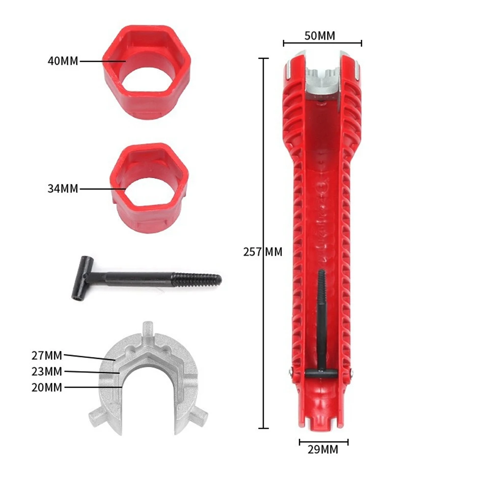8-in-1 Multi-Function Sink & Faucet Repair Wrench Durable ABS Anti-Slip Long Handle for Kitchen & Bathroom Plumbing
