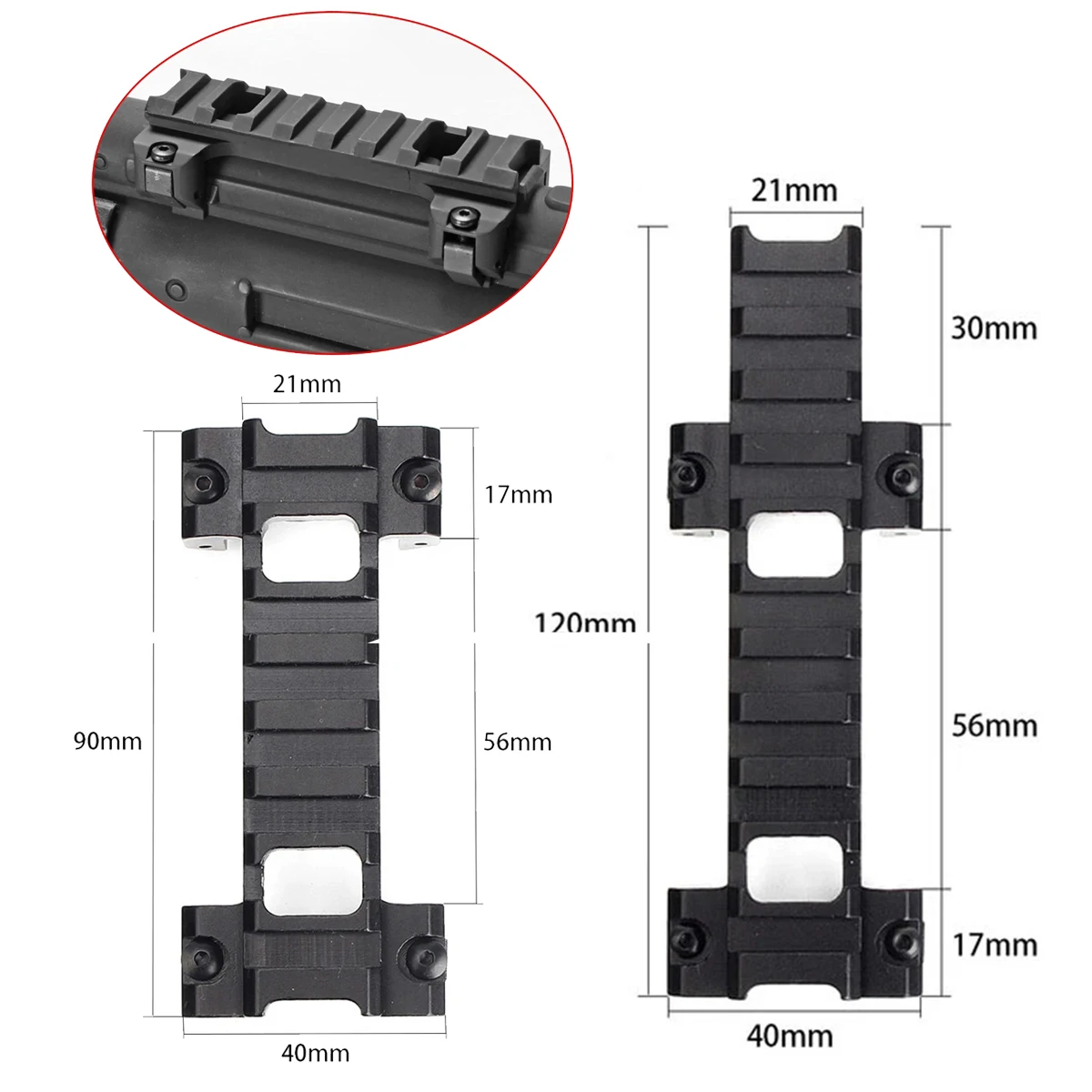 Base montaje riel Picatinny corto MP5 G3 HK SP5 - 8 ranuras - imagen 3