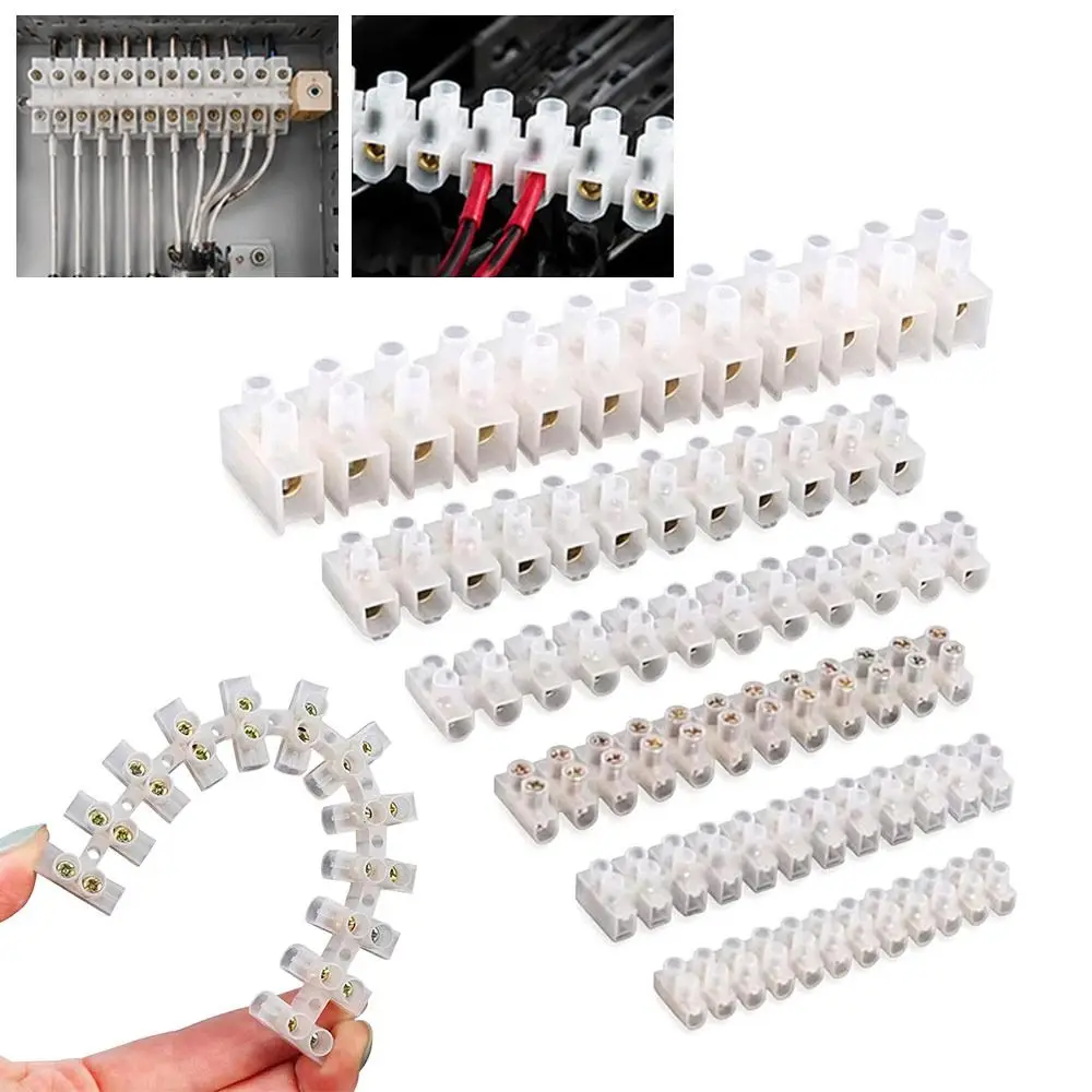 5Pcs 12 Position Electrical Connector Strip Screw Connection Insulated Housing Barrier Terminal Strip H Type Structure
