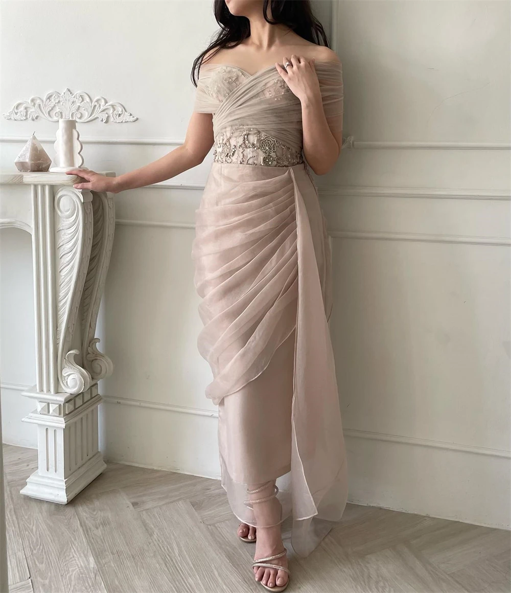 Customized Jiayigong  Classic Modern Style Formal Evening Off The Shoulder A-line Beadings Bespoke Occasion Dresses