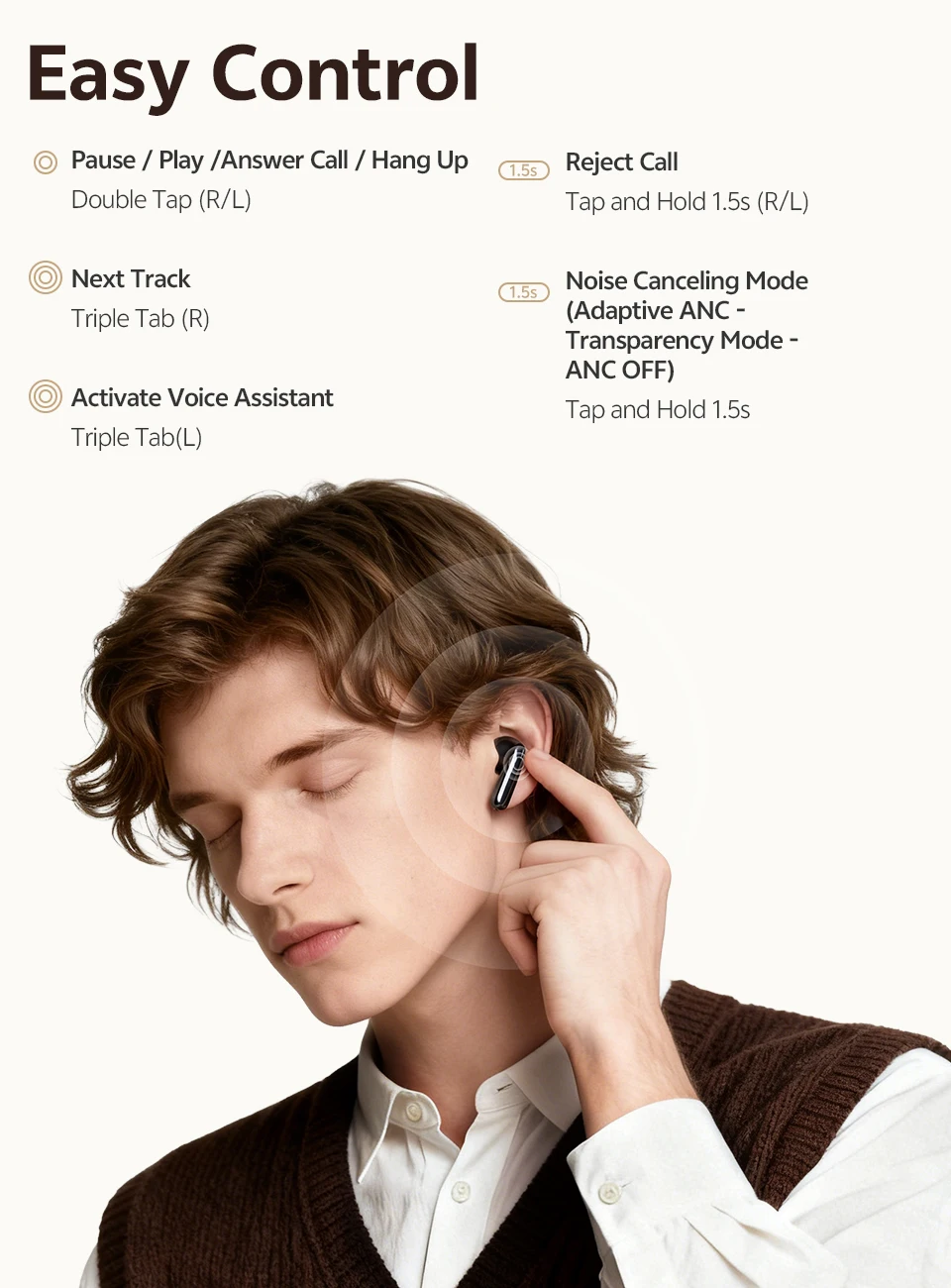 QCY AilyBuds E50 Kabelloses Ohrhörer BH25HT11A Echtzeit-Adaptive ANC Bluetooth 6.0 Ohrhörer LDAC Hi-Res 6 Mikrofone Multipoint-Verbindung – Detail 13