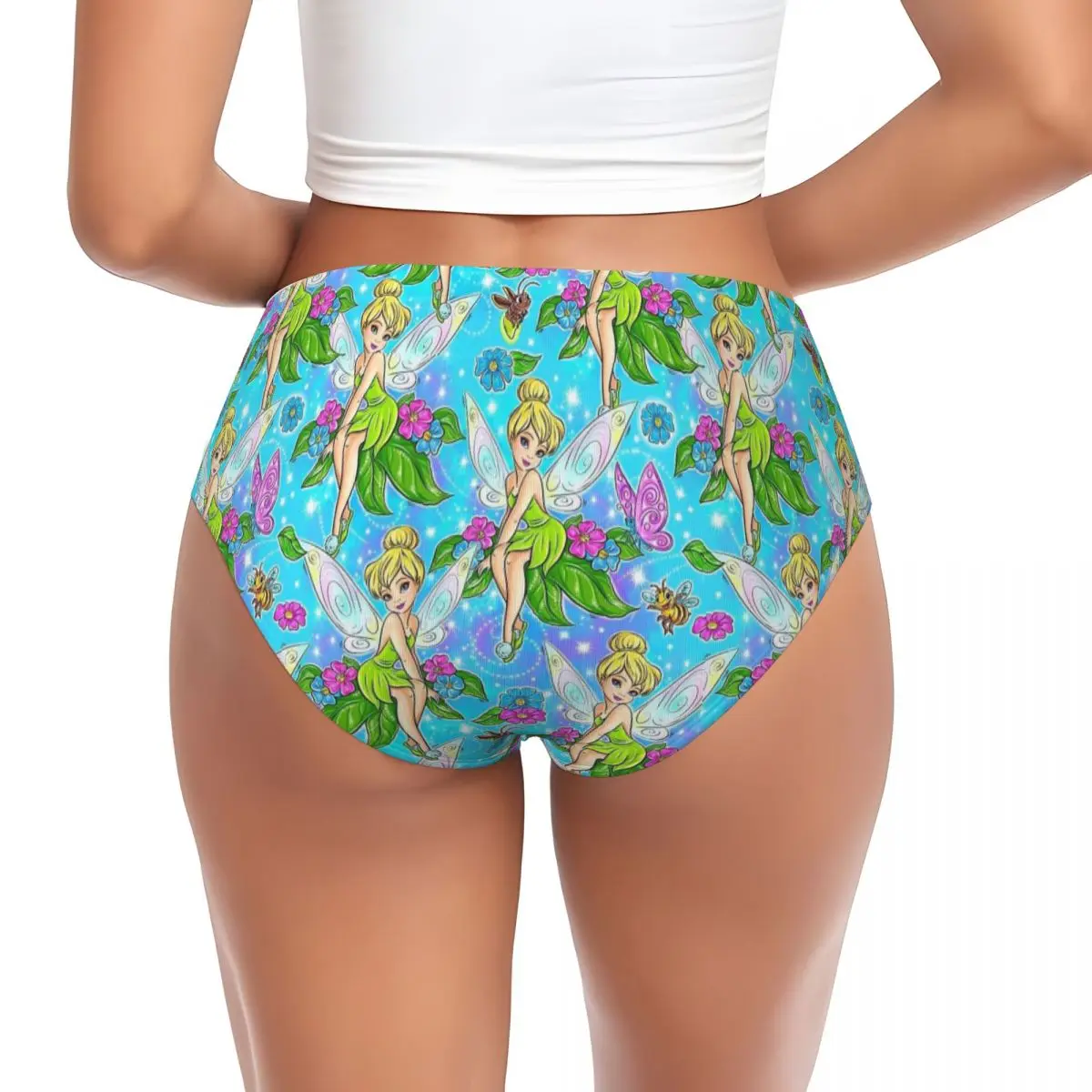 Custom Women's New Tinkerbell Fairy Cartoons Brief Panties Female Soft Underwear Underpants