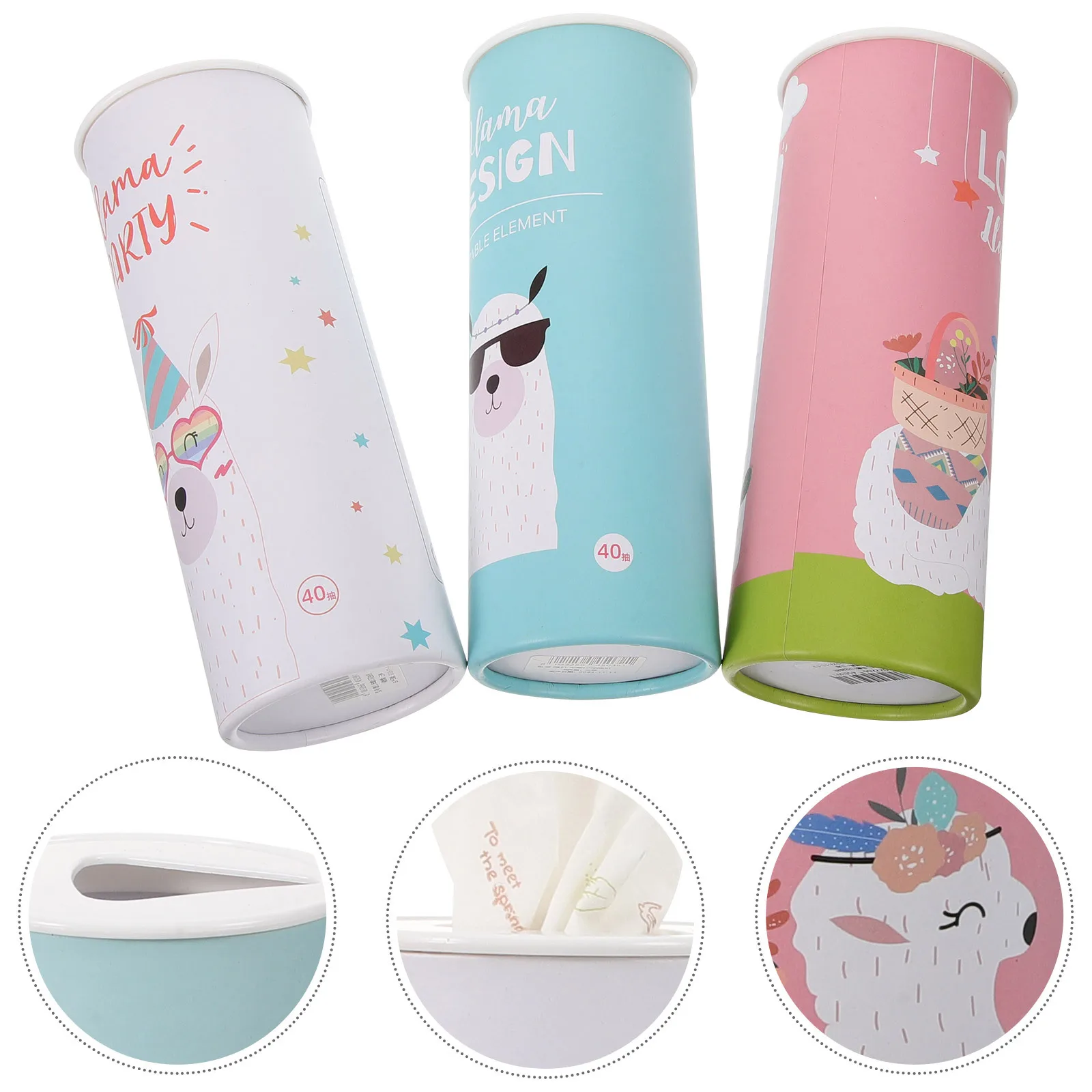 

3Pcs Car Tissue Cylinder Durable Refillable Tissue Box for Car Cup Holder Stylish Decoration Round Tube Tissues