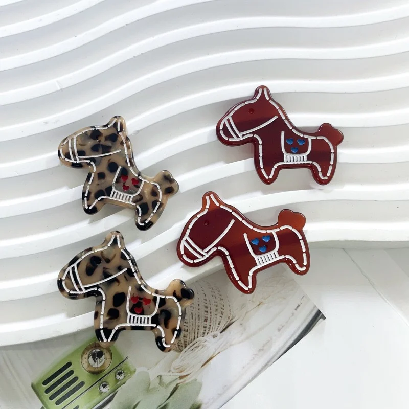 

Новое поступление, 40 шт./лот, цветной узор, принт, животные, мультяшная форма лошади, акриловые бусины, ювелирные изделия своими руками, аксессуары для волос, одежда