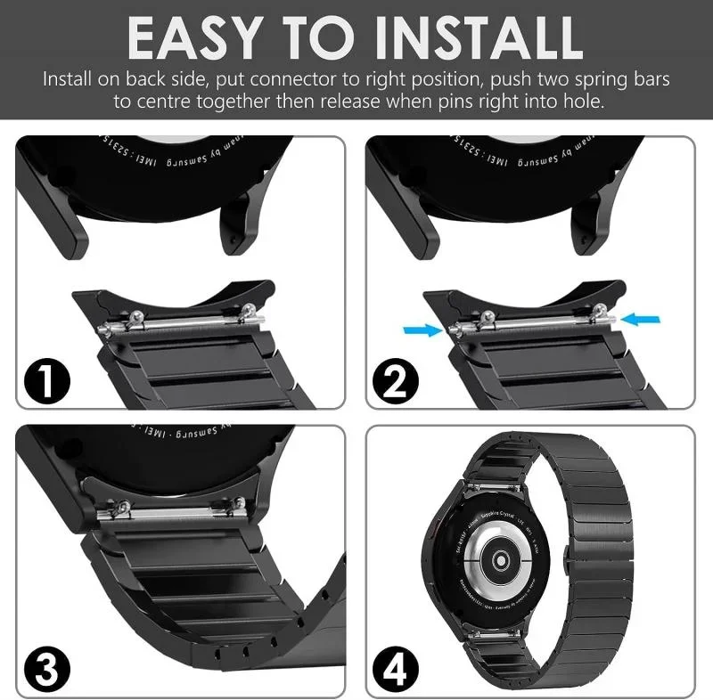 Metal Link Bracelet For Samsung Galaxy Watch 6 4 Classic 47mm 46mm 43mm Pro 45mm No Gap Wristband Watch 7 6 5 4 40mm 44mm Strap