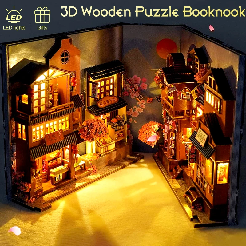 Book Nook Shelf Insert Alley Diy - 3D Wooden Puzzle DIY Book Nook