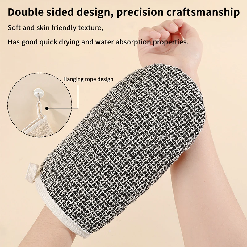 1pcs Shower Gloves Exfoliating Wash Skin Spa Bath Gloves Natural Bamboo Fiber Bath Exfoliating Scrubber Washcloths