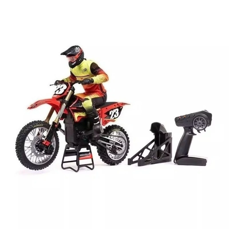 รถมอเตอร์ไซค์ของเล่นบังคับวิทยุขนาด 1/4 พร้อมเกียร์สามระดับ ระบบกันสะเทือนแบบกลไก และมอเตอร์แบบไร้แปรงถ่าน