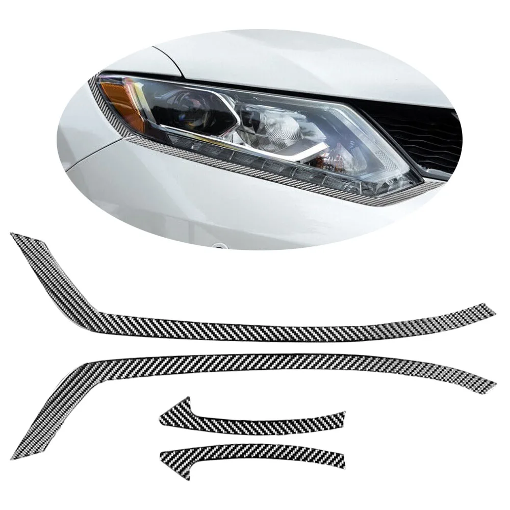 Car Front Headlight Eyebrow Eyelid Cover Trim ABS Carbon Fiber For Nissan X-Trail T32 Rogue 2014 2015 2016 2017 2018 2019