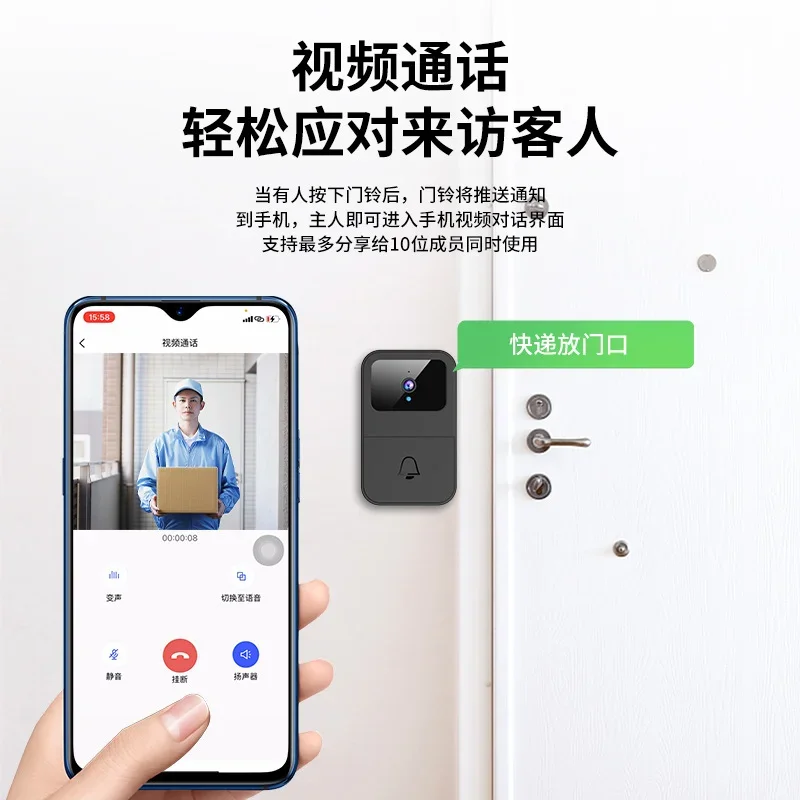 Door Bell Camera Remote Visual Door Bells & Chimes Wireless HD Mini Doorbell Wireless Doorbell Video Motion Night Vision Chime