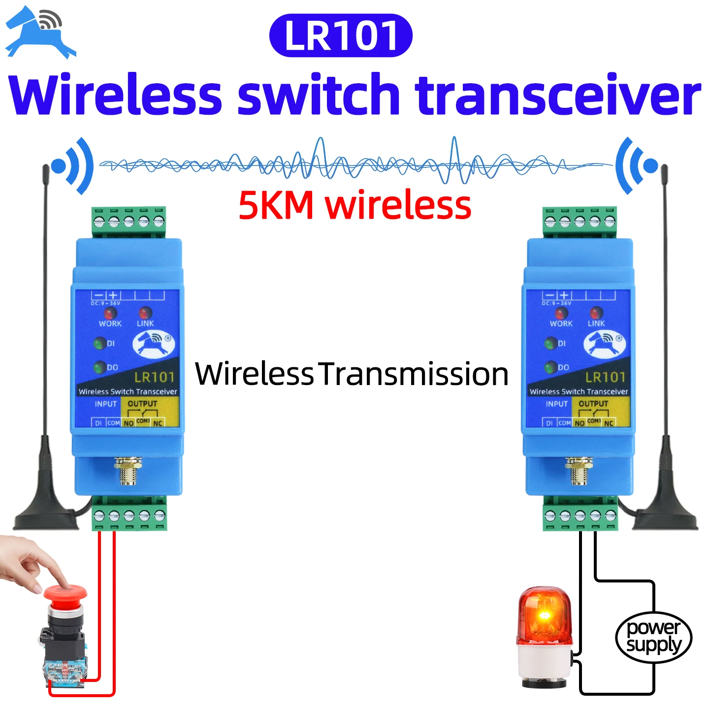 Wireless Switch Transceiver Module Button Point‑to‑Point Remote Control Relay Output Receiver Water Pump Controller 5KM LR101