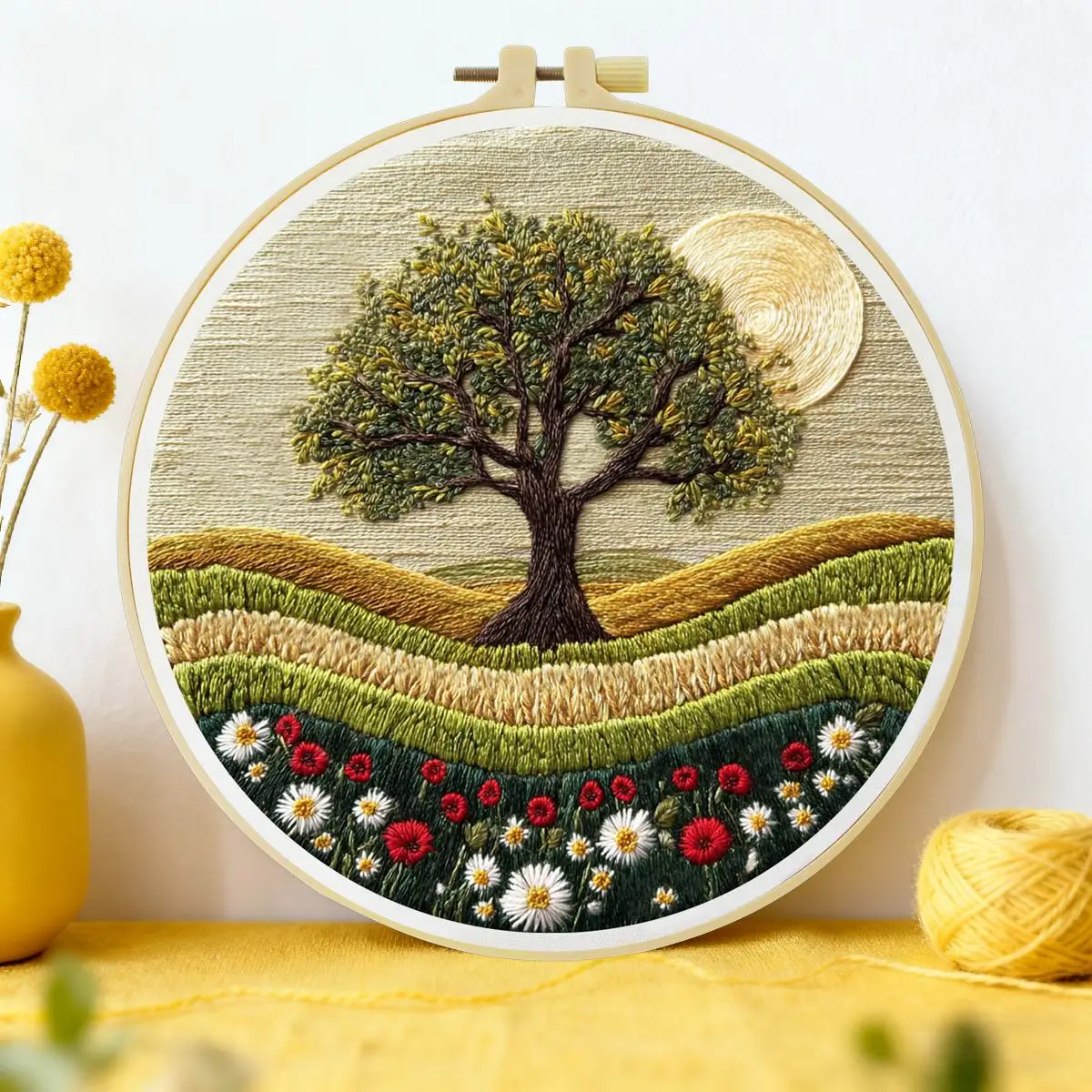 1pc 20X20CM/15X15CM 7.87/6.3inch Beautiful Scenery Embroidery Starter Kit DIY Kit DIY Embroidery Kit Manualidades Sewing Art