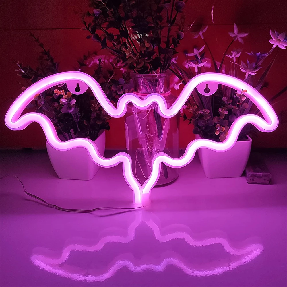 Lumières LED USB 62 Neon, chauve-souris, décoration murale, bureau, chambre de filles