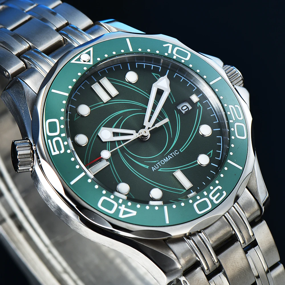 Imagem -04 - Relógio Masculino de Luxo 41 mm Círculo Verde Asséptico Dial 300 Série Relógio Mecânico Automático Masculino à Prova Impermeável Água Aço Inoxidável