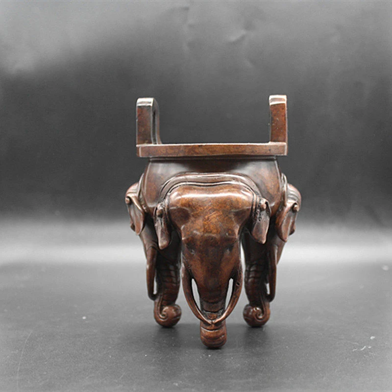 Retro Chinese Brass Elephant Incense Burner Three-Legged Censer Antique Collection Craft Ornament Home Decor Artware