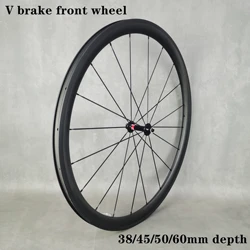 Carbon Front Wheels V Brake, 700C, 38mm 50mm 60mm 88mm Depth, 25mm Width, UD Matte, Glossy Finish, Shiman0 11s, Custom Logo