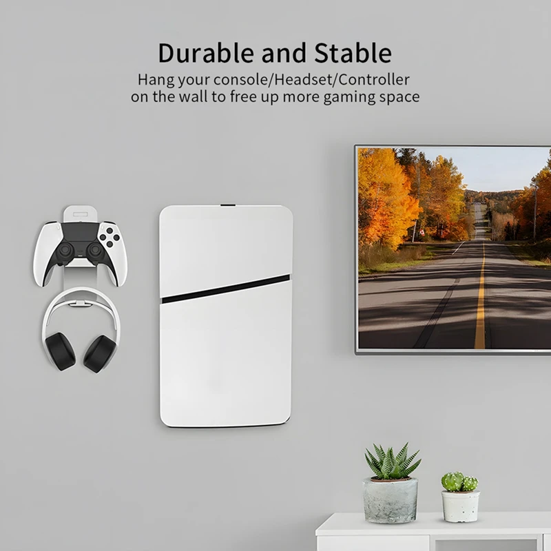 For PS5 Slim Console Wall Bracket Hanging Storage Bracket With Headphone Handle Storage Rack Storage Accessories