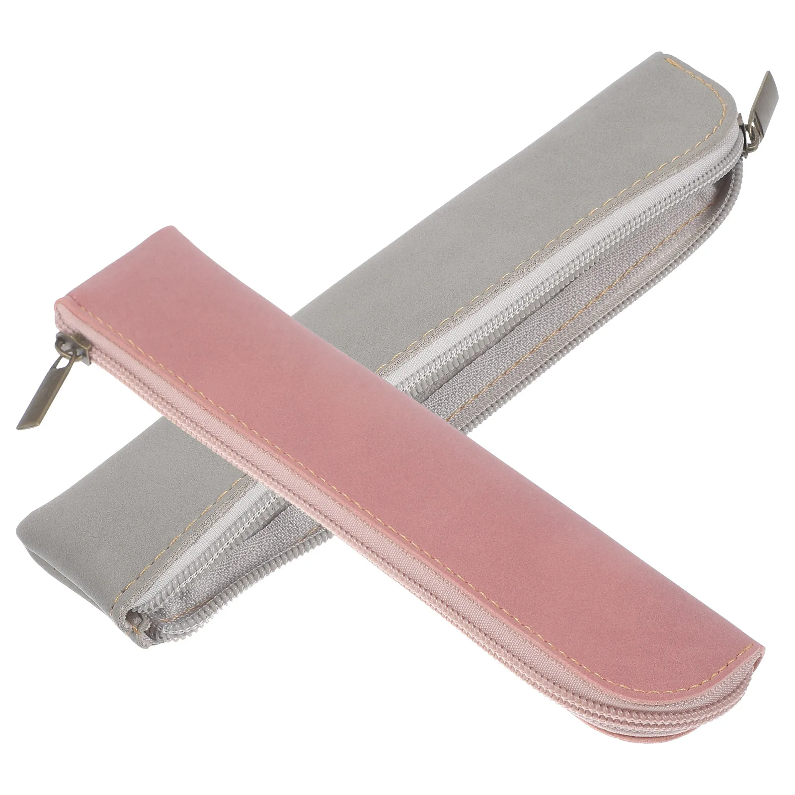 

2pcs PU Thick Pencil Case Zipper Bag for Women Girls Stationery Organizer Pen Storage Travel Accessories