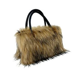 Women's Fur Large Capacity Commuter Bag Stereotyped Fashionable Crossbody Shoulder Handbag