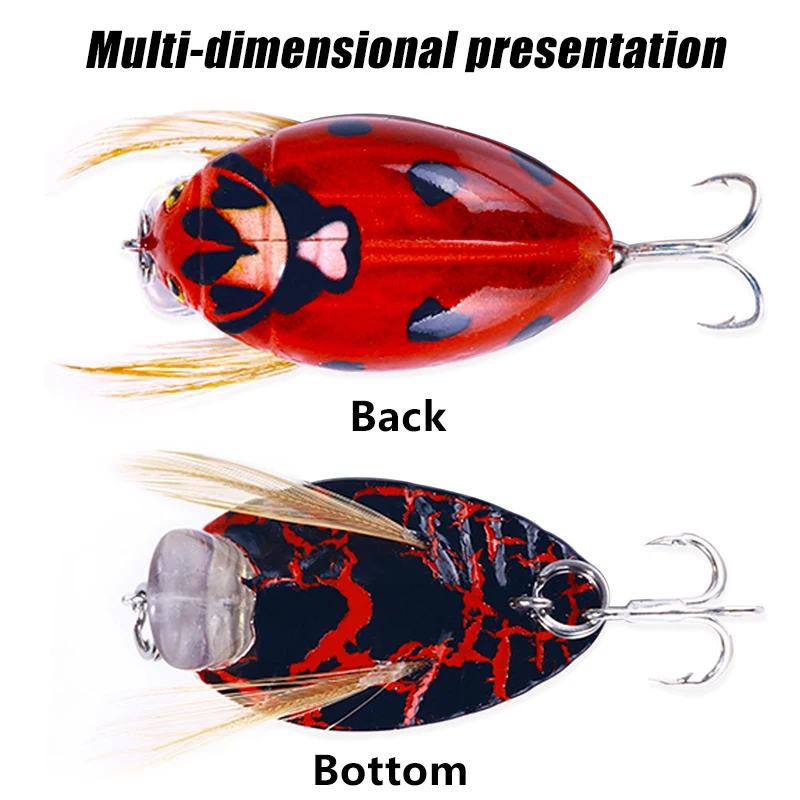 HENGJIA 1PCS 3,8 cm 4g Künstliche Marienkäfer Angeln Köder Zikade Käfer Insekt Wobbler Angeln Lockt Topwater Für bass Karpfen Angeln – Detail 4