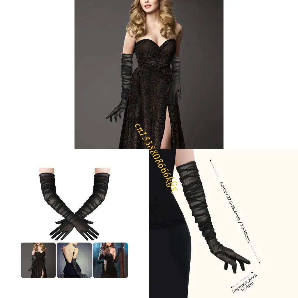 Luvas cosplay malha elástica com trajes travamento detalhando luvas longas perfeitas para figurinos cosplay