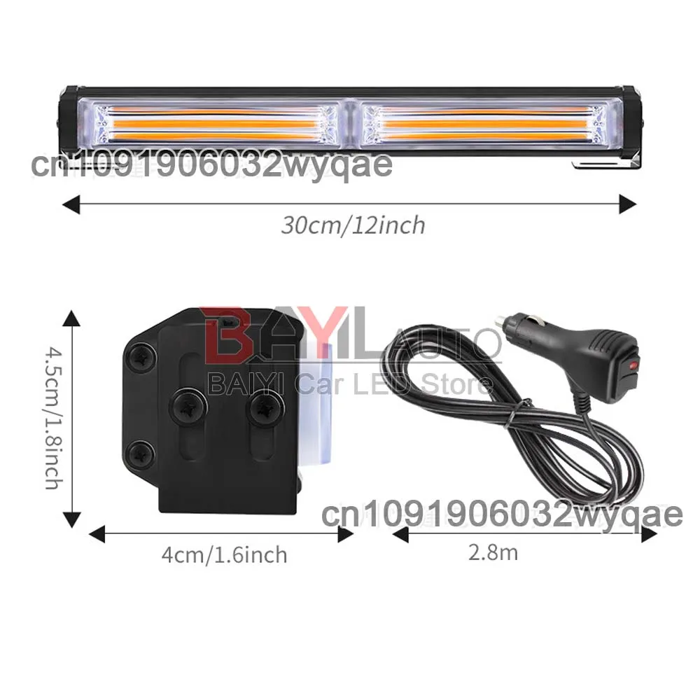 30 سنتيمتر تحذير السيارة LED ستروب ضوء بار ، المرور الطوارئ وامض ، COB ضوء القضبان الزجاج الأمامي لشاحنة سيارة 9 فولت-30 فولت 24 فولت #3