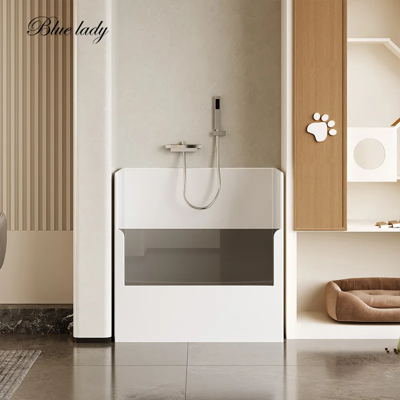LMM artificial stone bathtub villa mansion large flat floor special indoor bath insulation