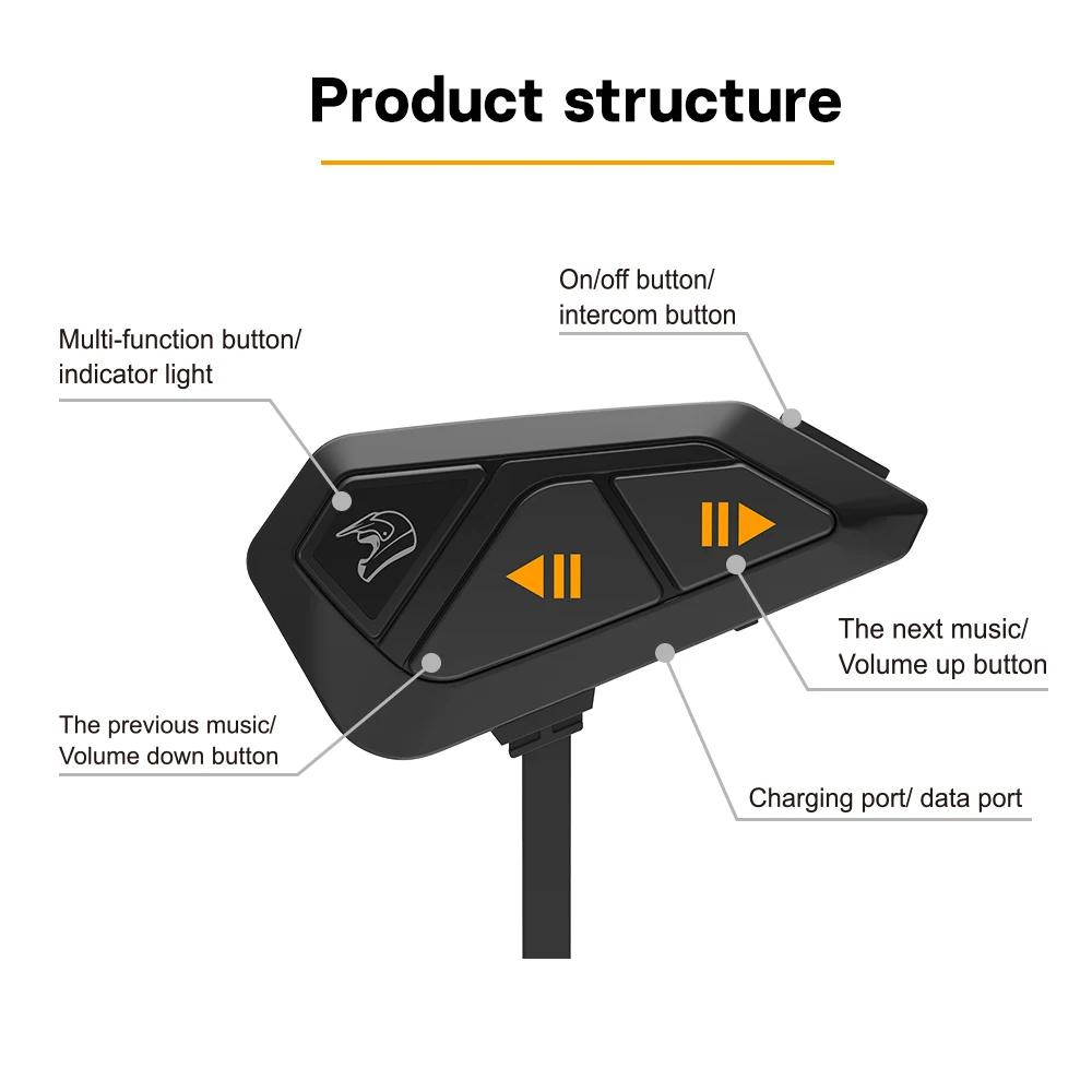 FreedConn Motorcycle Intercom Bluetooth Headset Helmet Headphones Waterproof Music Share BT 5.0 FM Radio Commutator Earphone