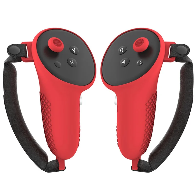 安定したパフォーマンス - 1 ペアのシリコンジョイスティックカバー シリコンジョイスティックカバー 滑り止め 落下防止 調節可能なストラップ メタクエスト 3 VR