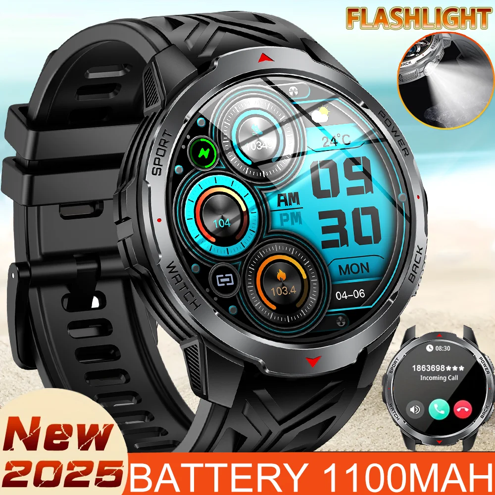 

New Model Is Suitable For Huawei's 1100 Mah AMOLED Screen Men's Sports LED Flashlight, 3ATM Waterproof BT Call Smartwatch Man
