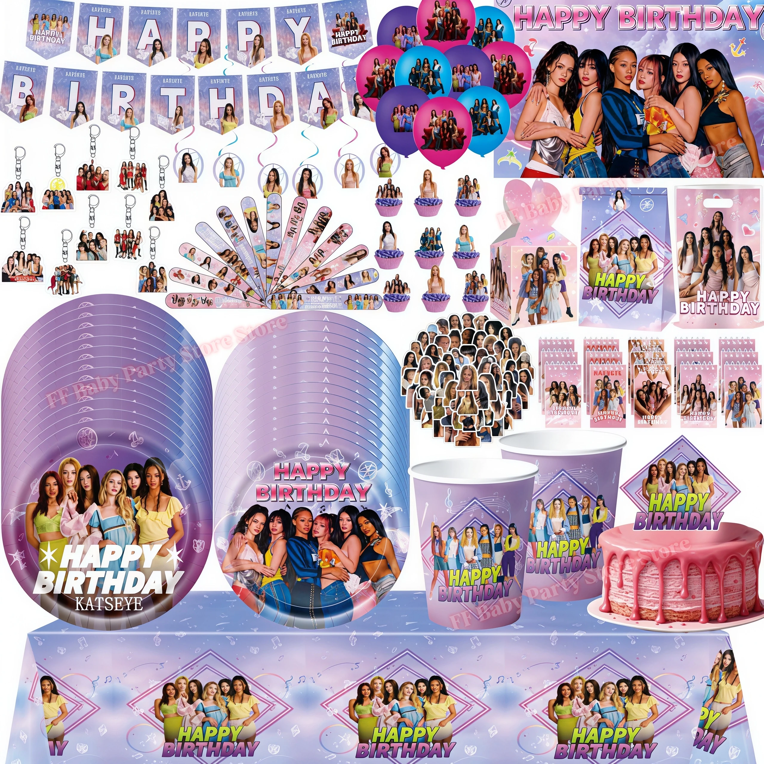 K&Katseye Geburtstagsparty-Dekoration: Ballons, Teller, Becher, Hintergrundbanner für K-Pop-Girl-Partys, Fan-Geschenke, Kinder-Idol-Event-Zubehör